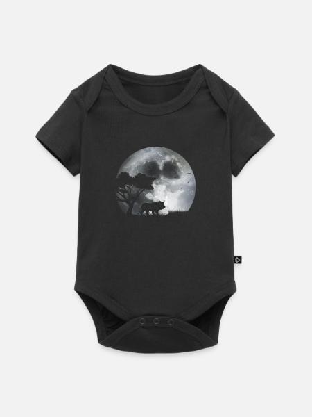 Löwe im Mondschein - Baby Premium Kurzarmbody - Schwarz