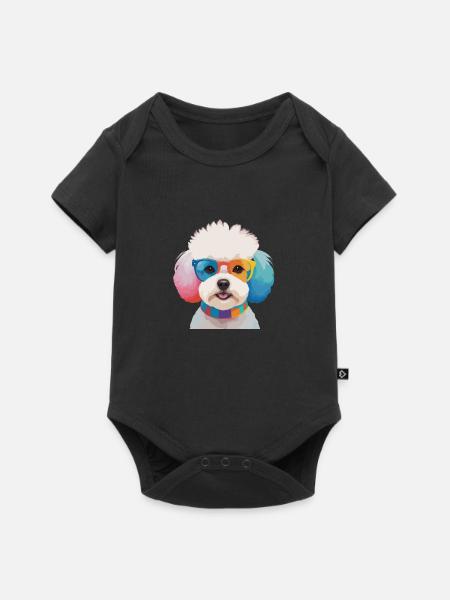 Bichon Frisé Dog Occhiali colorati carini - Baby Premium kortärmad bodysuit - svart