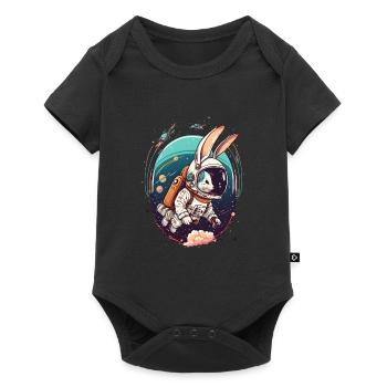 Lapin dans l’espace - Body à manches courtes Premium Bébé - noir - Devant