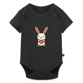 lapin mignon avec un cœur, animal adorable - Body à manches courtes Premium Bébé - noir - Devant