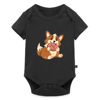 Corgi with donut - Baby Premium short-sleeve bodysuit - black - Front