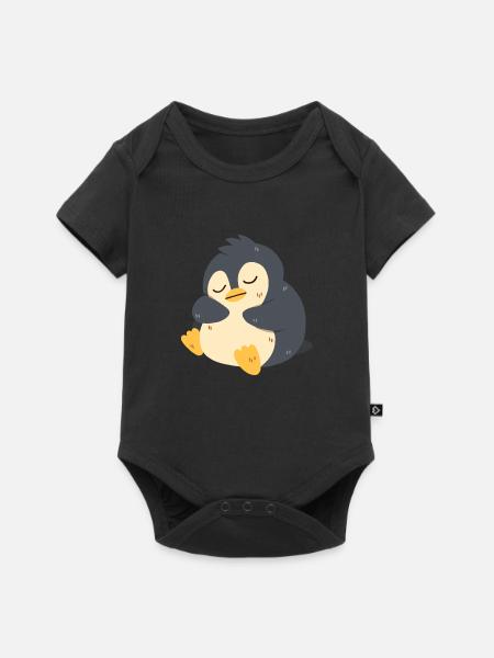 Pinguin schläft - Baby Premium Kurzarmbody - Schwarz