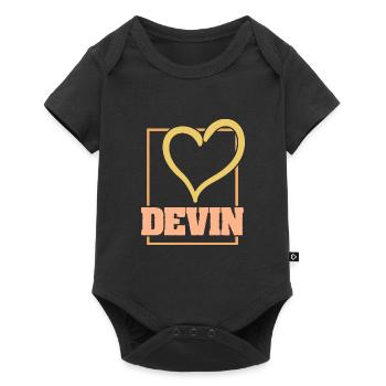 Geschenk für Devin - Baby Premium Kurzarmbody - Schwarz - Vorne