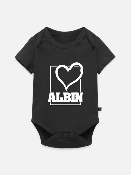Geschenk für Albin - Baby Premium Kurzarmbody - Schwarz