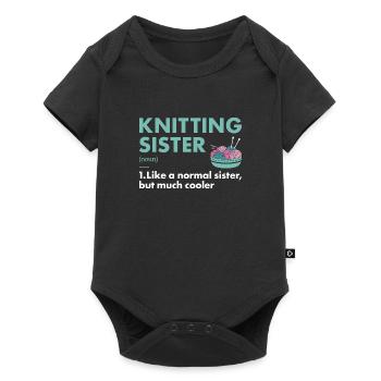 Knitter Sister Definition Knitting - Baby Premium short-sleeve bodysuit - black - Front