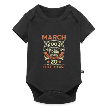 20e anniversaire Mars Né 2003 Idée cadeau - Body à manches courtes Premium Bébé - noir - Devant