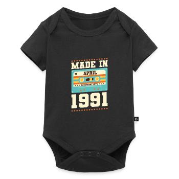 32e anniversaire Avril Né 1991 Idée cadeau - Body à manches courtes Premium Bébé - noir - Devant