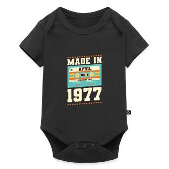 46. Geburtstag April Jahrgang 1977 Geschenkidee - Baby Premium Kurzarmbody - Schwarz - Vorne
