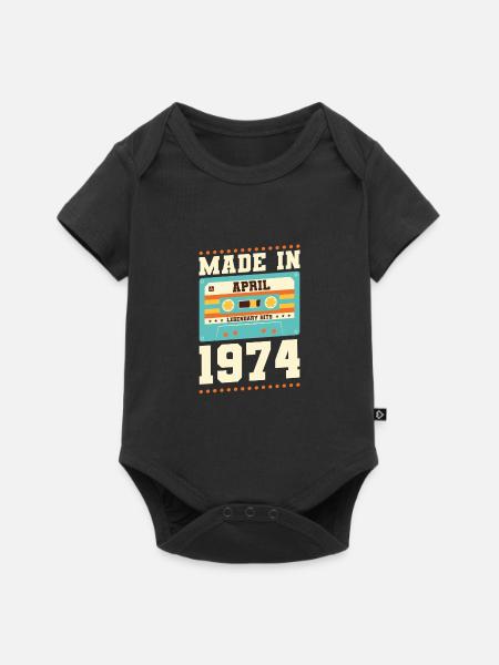 49th birthday April Born 1974 Gift idea - Baby Premium short-sleeve bodysuit - black
