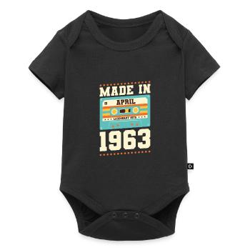 60e anniversaire Avril Né en 1963 Idée cadeau - Body à manches courtes Premium Bébé - noir - Devant