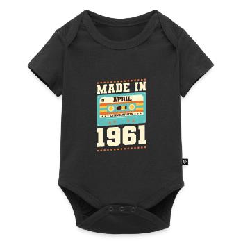 62e anniversaire Avril Né 1961 Idée cadeau - Body à manches courtes Premium Bébé - noir - Devant