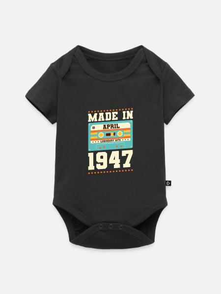 76th birthday April Born 1947 Gift idea - Baby Premium short-sleeve bodysuit - black