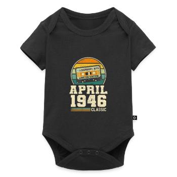 77. Geburtstag April Jahrgang 1946 Geschenkidee - Baby Premium Kurzarmbody - Schwarz - Vorne
