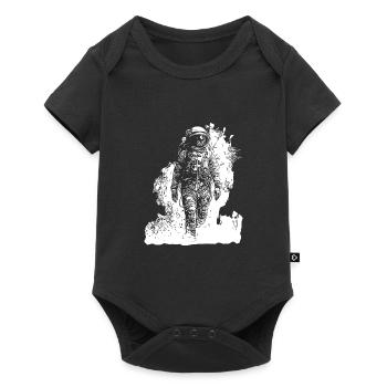 Vintage astronaut walking in moon dust nebula - Baby Premium short-sleeve bodysuit - black - Front