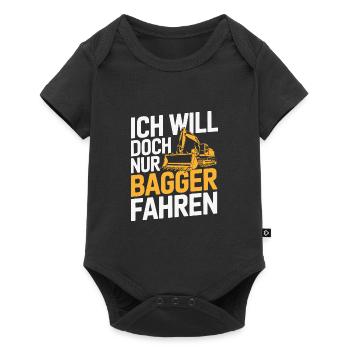 Ich will doch nur Bagger fahren - Lustige Sprüche - Baby Premium Kurzarmbody - Schwarz - Vorne