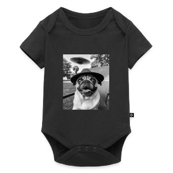 Funny Ufo Selfie Bulldog Gift Astrology - Baby Premium short-sleeve bodysuit - black - Front