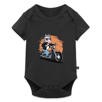 Biker Unicorn Rocker Unicorn Heavy Metal Motorcycle - Baby Premium short-sleeve bodysuit - black - Front