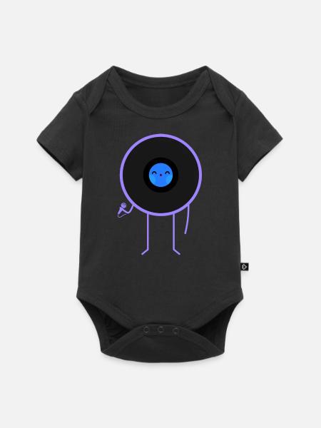 Pop Vinyl Disk Musik - Baby Premium Kurzarmbody - Schwarz