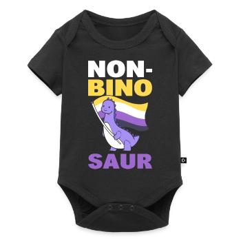 Non-Bino Saur LGBT - Baby Premium Kurzarmbody - Schwarz - Vorne