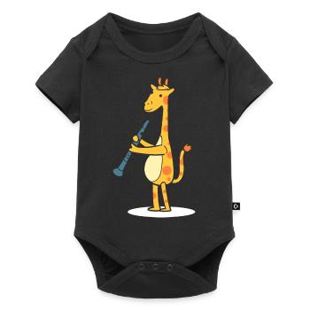 Lustiges Tier mit Klarinette Bandmitglied - Baby Premium Kurzarmbody - Schwarz - Vorne