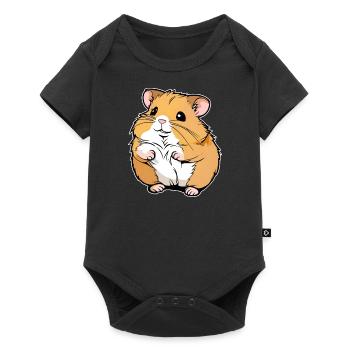Hamster doré mignon épais - Body à manches courtes Premium Bébé - noir - Devant