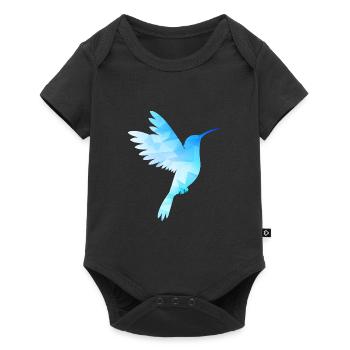 Hummingbird white blue bird low poly flies exotic - Baby Premium short-sleeve bodysuit - black - Front
