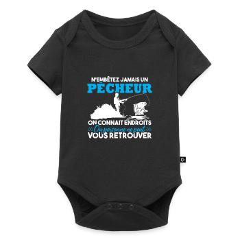 N'embête jamais un pêcheur / Humour pêcheur cadeau - Body à manches courtes Premium Bébé - noir - Devant