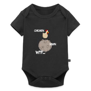 Verrücktes Huhn auf dem Mond - Baby Premium Kurzarmbody - Schwarz - Vorne