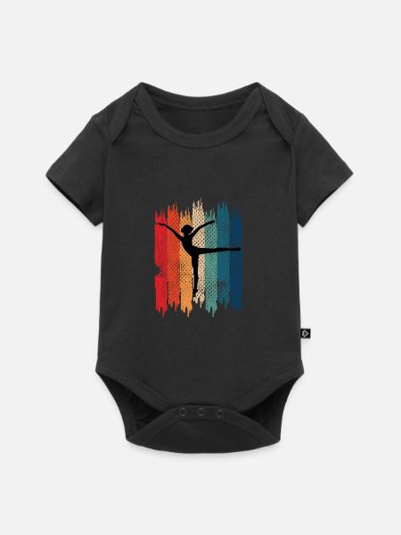 Retro Gymnastik Akrobaten Gift - Baby Premium Kurzarmbody - Schwarz
