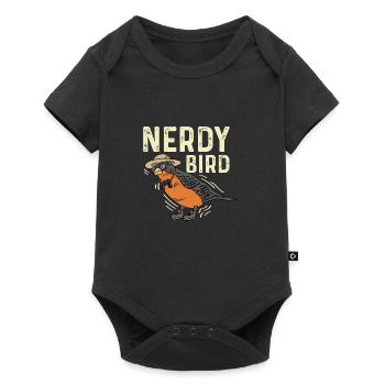 Nerdiger Vogel Smart und Nerd Geschenk - Baby Premium Kurzarmbody - Schwarz - Vorne