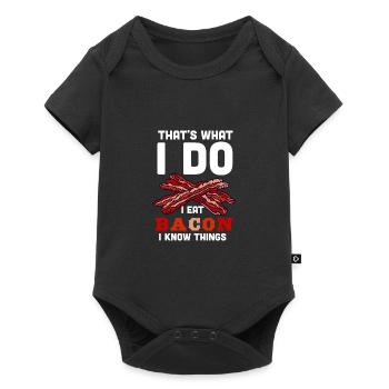 I eat bacon BBQ quote vintage funny bacon liebha - Baby Premium short-sleeve bodysuit - black - Front