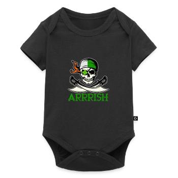 Arrish Irish Funny Zitat Pirate Schädel St. Patric - Baby Premium Kurzarmbody - Schwarz - Vorne
