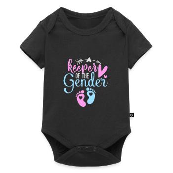 Lustiger Zitat Keeper der Geschlechter -Enthüllung - Baby Premium Kurzarmbody - Schwarz - Vorne