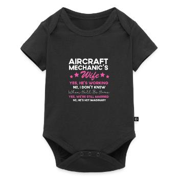 Funny Airplane Mechanic Mrs. Women Fra - Baby Premium short-sleeve bodysuit - black - Front