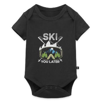 Skiing, later winter Sport Alpine Ski Ski Ski Ski Ski - Baby Premium short-sleeve bodysuit - black - Front