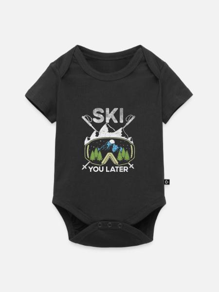 Ski, später Winter Sport Alpine Ski Ski Ski Skifah - Baby Premium Kurzarmbody - Schwarz