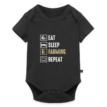 Funny quote eating sleep breeding repetition - Baby Premium short-sleeve bodysuit - black - Front