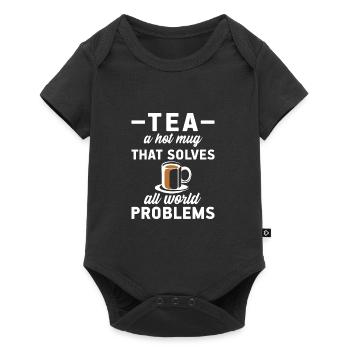 Le thé, une tasse chaude qui résout tous les problèmes du monde - Body à manches courtes Premium Bébé - noir - Devant