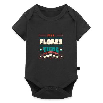 C’est une chose Flores, le nom de famille de la famille - Body à manches courtes Premium Bébé - noir - Devant