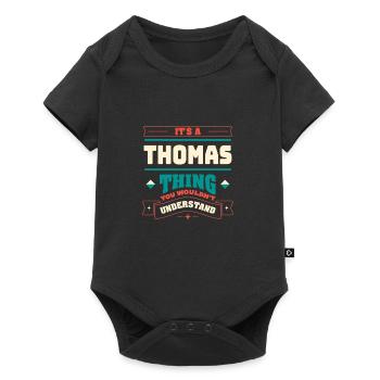 C’est une chose de Thomas, le nom de famille -Matching Fa - Body à manches courtes Premium Bébé - noir - Devant