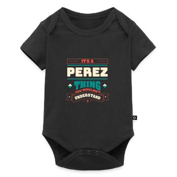 C’est une chose de Perez, le nom de famille de la famille - Body à manches courtes Premium Bébé - noir - Devant
