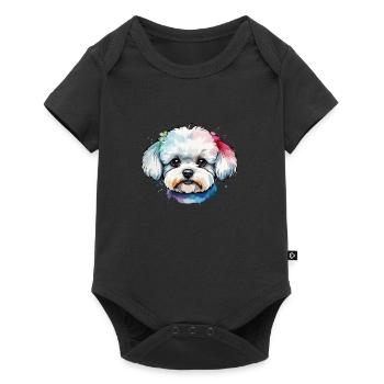 Chien bichon frisé mignon coloré à l’aquarelle - Body à manches courtes Premium Bébé - noir - Devant