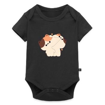 Tortie Katzenpaar - Baby Premium Kurzarmbody - Schwarz - Vorne