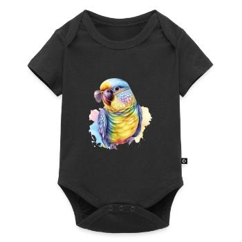 Colorful cool budgerigar with sunglasses - Baby Premium short-sleeve bodysuit - black - Front