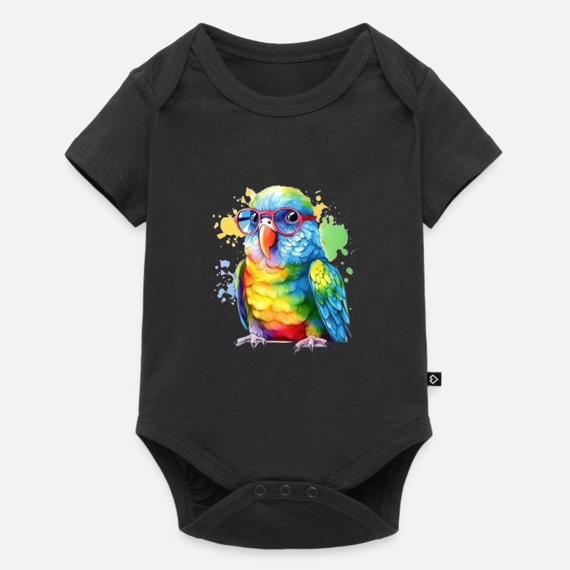 Perroquet cool coloré avec des lunettes - Body à manches courtes Premium Bébé - noir