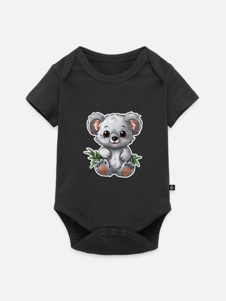 Süßer Koala mit Eukalyptus-Blättern - Baby Premium Kurzarmbody - Schwarz