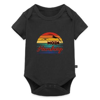 Moin Hamburg mit Möwe im Retro Style - Baby Premium Kurzarmbody - Schwarz - Vorne