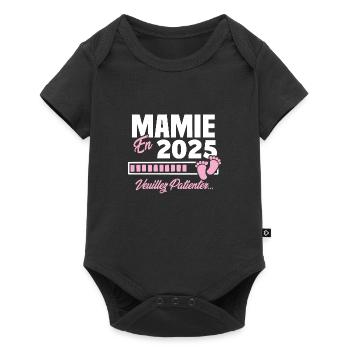 Mamie en 2025 / Cadeau future mamie 2025 - Body à manches courtes Premium Bébé - noir - Devant
