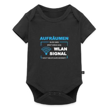 Wlan wifi Signal Aufräumen putzen - Baby Premium Kurzarmbody - Schwarz - Vorne