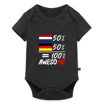 50% Niederländer 50% Deutsch - Baby Premium Kurzarmbody - Schwarz - Vorne